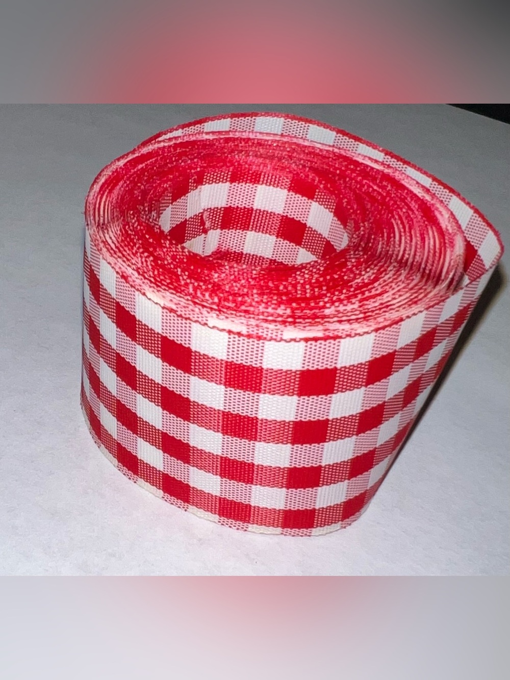 🔴Red White Gingham Check Ribbon Roll 1 1/4” Wide  Art DIY Wrapping 8+ Yards